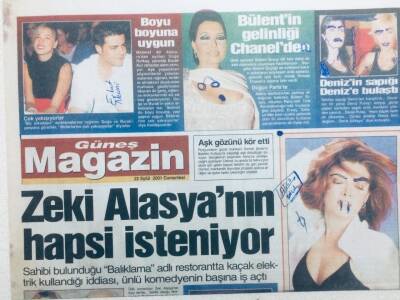 Güneş Gazetesi Magazin Eki - 22 Eylül 2001 - Bülentin Gelinliği Chanelden, Zeki Alasyanın Hapsi İsteniyor GZ41860 - 1