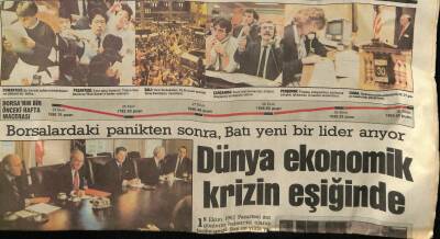 Güneş Gazetesi Pazar Eki 8 Kasım 1987 - Dünya Ekonomik Krizin Eşiğinde GZ78605 - 1