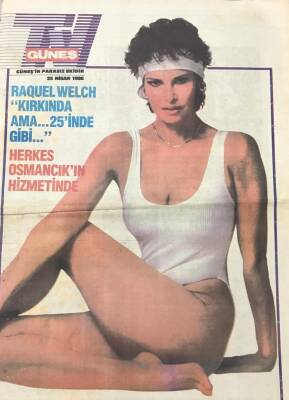 Güneş Gazetesi TV Eki 25 Nisan 1986-Raquel Welch,Cüneyt Arkın ,Ahmet Gülhan,Alaın Delon GZ30566 - 1