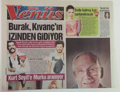 Güneş Gazetesi Venüs Eki 14 Temmuz 2014 - Burak Özçivit , Kıvançın İzinden Gidiyor GZ18423 - 1