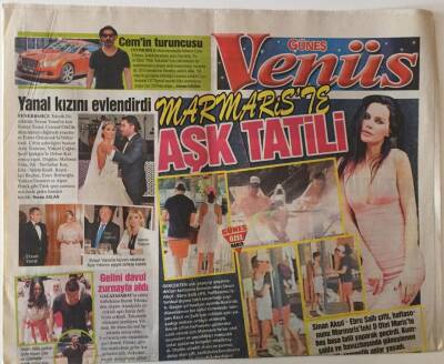 Güneş Gazetesi Venüs Eki 16 Haziran 2014 - Sinan Akçıl - Ebru Şallı Aşk Tatilinde GZ28537 - 1