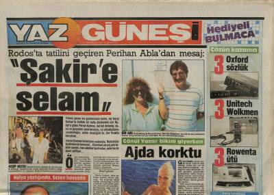 Güneş Gazetesi Yaz Eki 14 Temmuz 1987 - Gönül Yazar Bikini Giyerken Ajda Pekkan Korktu GZ113905 - 1