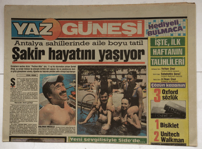 Güneş Gazetesi Yaz Güneşi Eki 18 Temmuz 1987 - Şevket Altuğ Hayatını Yaşıyor GZ7591 - 1