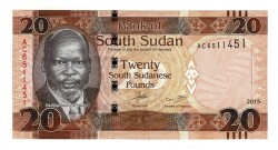 Güney Sudan 20 Pound 2015 ÇİL YKP8143 - 3