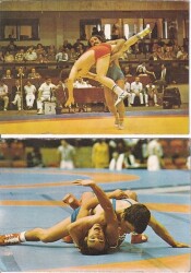 Güreş Sporu 2li Kartpostal KRT10377 - Gökçekoleksiyon