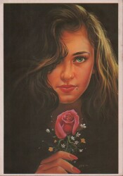 Güzel Kadın ve Gül Temalı Kartpostal KRT3814 - Gökçekoleksiyon