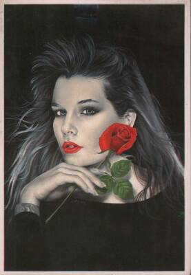 Güzel Kadın ve Kırmızı Temalı Kartpostal KRT3813 - 1