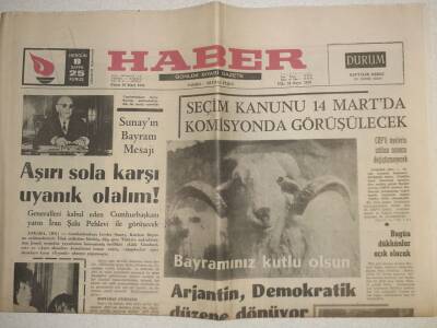 Haber Gazetesi - 10 Mart 1968 - Sunay Aşırı Sola Karşı Uyanık Olalım GZ112566 - 1