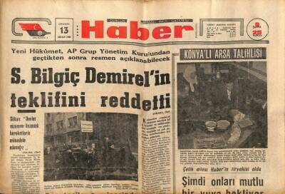 Haber Gazetesi 13 Nisan 1966 - S. Bilgiç Demirelin Teklifini Reddetti GZ90249 - 1