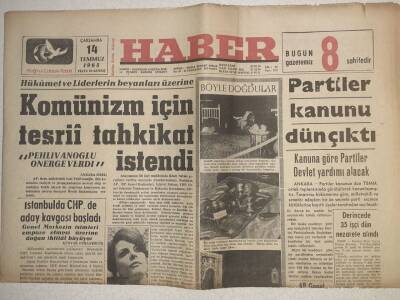 Haber Gazetesi - 14 Temmuz 1965 - Partiler Kanunu Dün Çıktı GZ112550 - 1