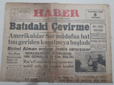 Haber Gazetesi 17 Mart 1945 - Batıdaki Çevirme GZ71764 - 1