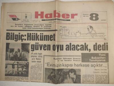 Haber Gazetesi - 2 Kasım 1965 - Bilgiç Hükümet Güven Oyu Alacak Dedi GZ112563 - 1