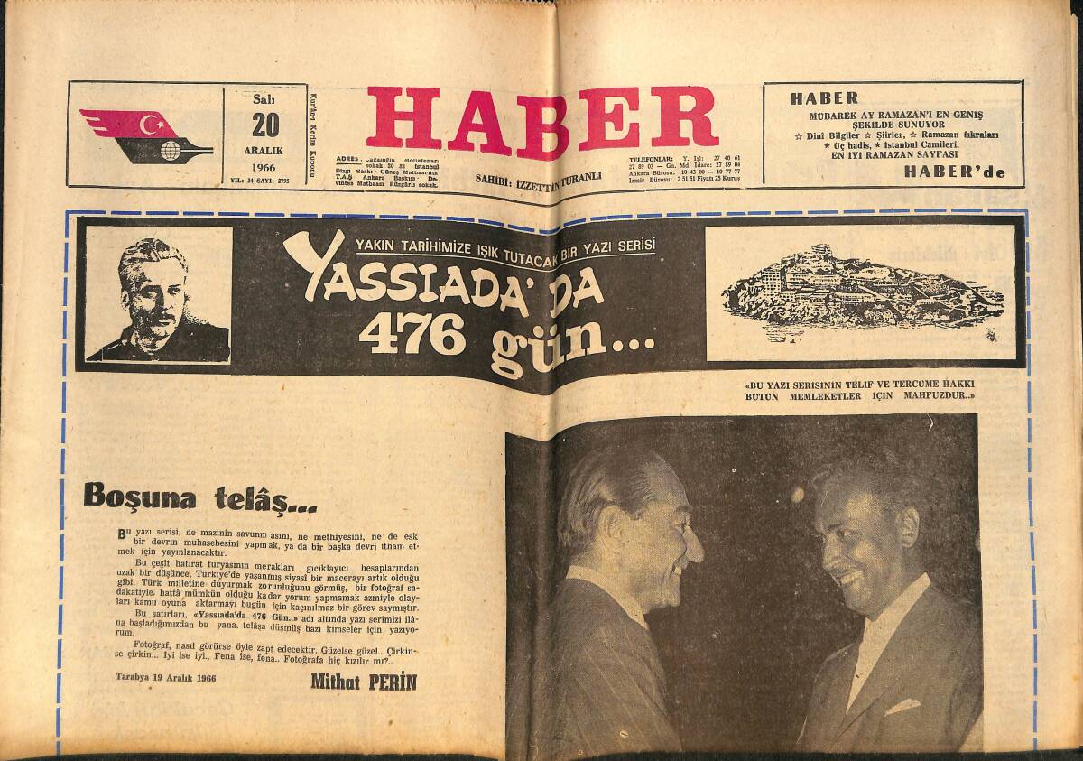 Haber Gazetesi 20 Aralık 1966 - Çek Silahları Konusunda Açıklama Yapılmıyor - Preveze Tatbikatı Bugün Başlayacak GZ146334 - 1