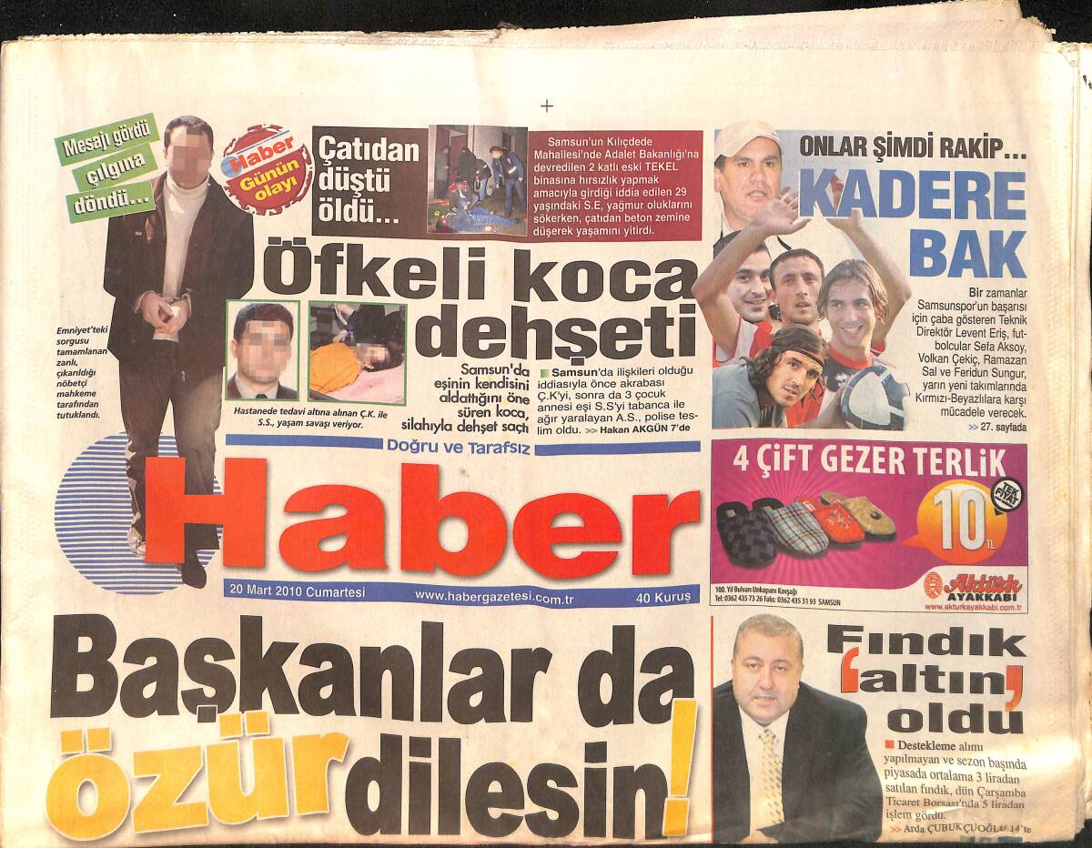 Haber Gazetesi 20 Mart 2010 - Çarşamba Ticaret Borsasında Fındık 5 Lira Oldu 