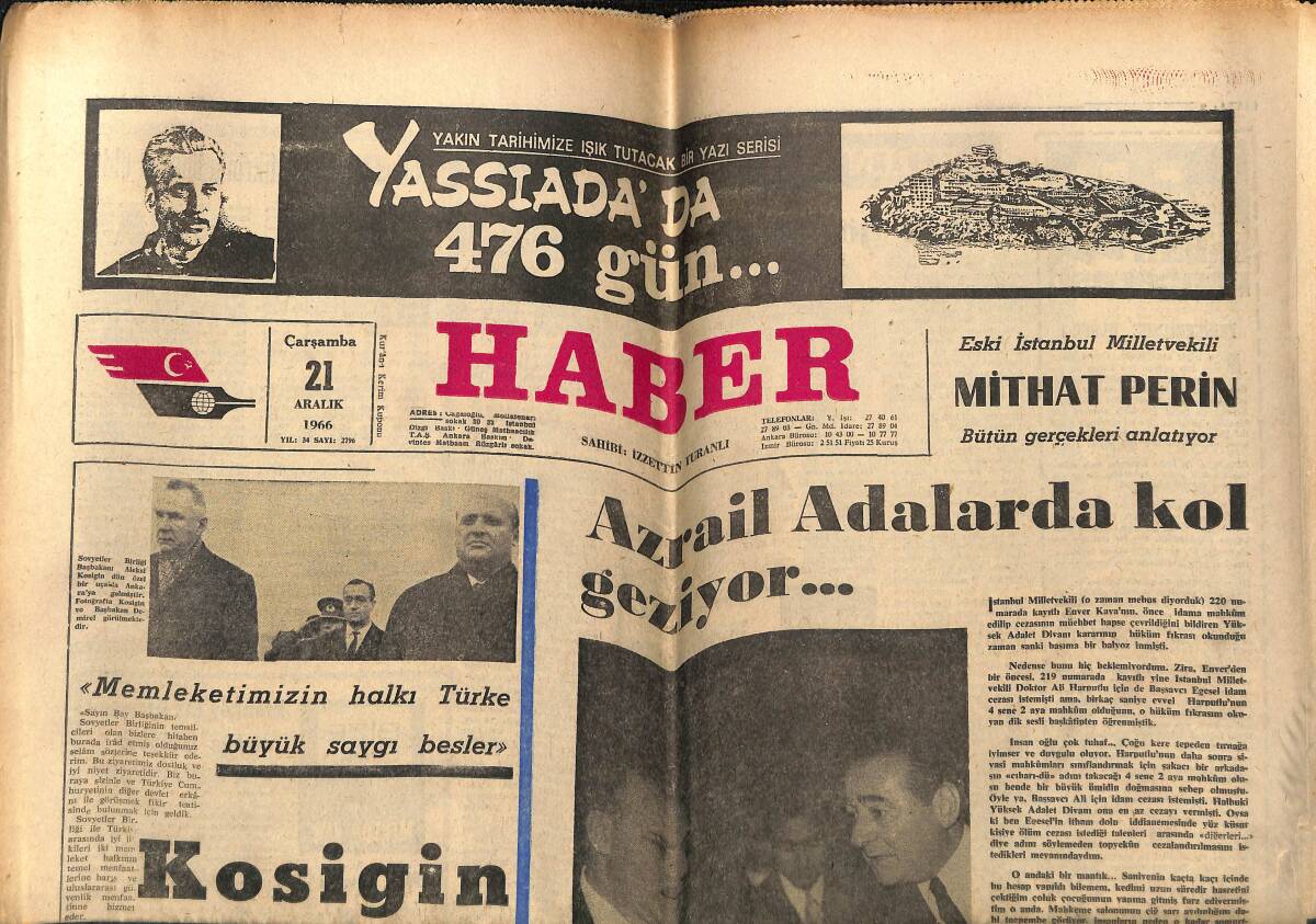 Haber Gazetesi 21 Aralık 1966 - Yunan Basını Hükümeti Tenkid Ediyor - Devlet Bakanı Kamil Ocak İstifa Edecek Mi? GZ146002 - 1