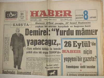 Haber Gazetesi - 21 Eylül 1965 - Demirel Yurdu Mamur Yapacağız GZ112565 - 1