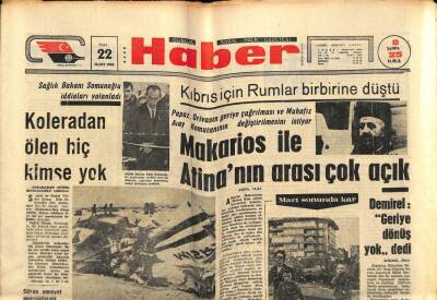 Haber Gazetesi 22 Mart 1966 - Makarios İle Atinanın Arası Çok Açık GZ76337 - 1