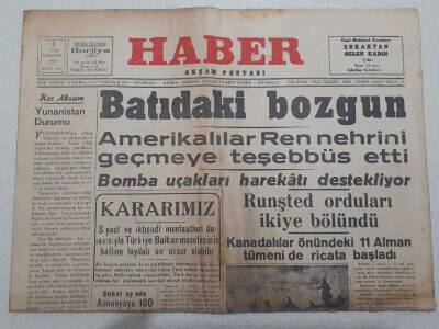 Haber Gazetesi 3 Mart 1945 - Amerikalılar Ren Nehrini Geçmeye Teşebbüs Etti GZ71763 - 1