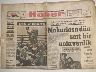 Haber Gazetesi - 3 Mayıs 1966 - Makariosa Sert Bir Nota Verdik GZ112607 - 1