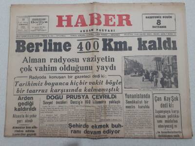 Haber Gazetesi 30 Ocak 1945 - Berline 400 km Kaldı GZ71759 - 1