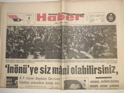 Haber Gazetesi - 4 Haziran 1966 - Demirel İnönüye Siz Mani Olabilirsiniz GZ112613 - 1