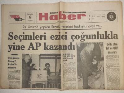 Haber Gazetesi - 6 Haziran 1966 - Seçimleri Ezici Çoğunlukla Yine AP Kazandı GZ112615 - 1