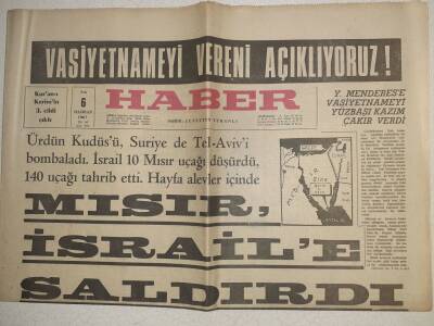 Haber Gazetesi - 6 Haziran 1967 - Mısır İsraile Saldırdı GZ112512 - 1