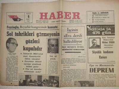Haber Gazetesi - 6 Mart 1967 - Feyzioğlu Sol Tahrikleri Görmeyenin Gözleri Kapalıdır GZ112473 - 1