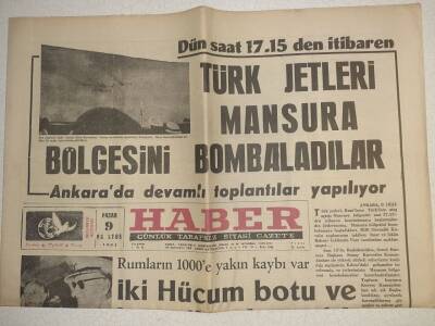 Haber Gazetesi - 9 Ağustos 1964 - Türk Jetleri Mansura Bölgesini Bombaladı GZ112461 - 1