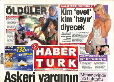 Haber Türk Gazetesi 1 Ağustos 2010 - 50 Yıllık Eşinin Heykelini Dikti ! - Haluk Levent , Koğuşta Başını Duvara Vurup Sakatlandı GZ93641 - 1