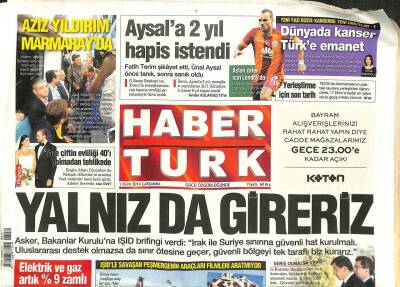Haber Türk Gazetesi 1 Ekim 2014 - Aziz Yıldırım Marmarayda - Monica Bellucci 50sinde Bir Başka Güzel GZ109777 - 1