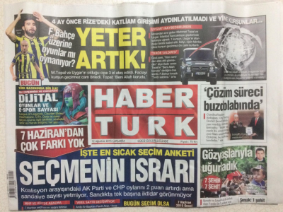 Haber Türk Gazetesi 12 Ağustos 2015 - Fenerbahçe Üzerine Oyunlarmı Oynanıyor GZ27924 - 1