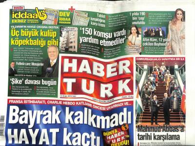 Haber Türk Gazetesi 13 Ocak 2015 - Mahmud Abbasa Tarihi Karşılama GZ107746 - 1