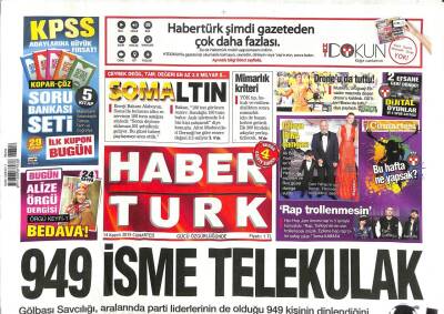 Haber Türk Gazetesi 14 Kasım 2015 - 949 İsme Telekulak GZ104793 - 1