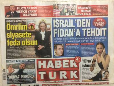 Haber Türk Gazetesi 19 Ekim 2013 - İsrailden Hakan Fidana Tehtit GZ29294 - 1