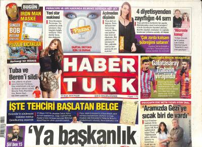 Haber Türk Gazetesi 19 Nisan 2015 - Galatasaray Trabzon Virajında - YSKdan Sertele Veto GZ124786 - 1