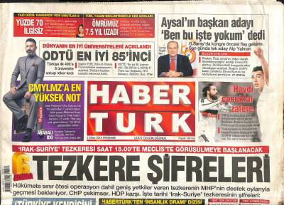 Haber Türk Gazetesi 2 Ekim 2014 - Ünal Aysalın Başkan Adayı Ben Bu İşte Yokum dedi GZ109049 - 1