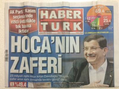 Haber Türk Gazetesi 2 Kasım 2015 - Hocanın Zaferi GZ29274 - 1