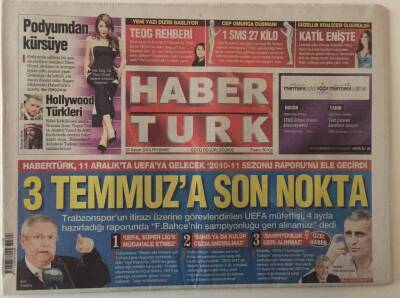 Haber Türk Gazetesi 20 Kasım 2014 - UEFA Müfettişi, 4 Ayda Hazırladığı Raporunda F. Bahçenin Şampiyonluğu Geri Alınamaz Dedi GZ28176 - 1