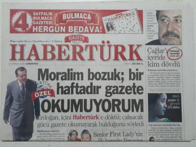 Haber Türk Gazetesi 21 Aralık 2002 - Tayyip Erdoğan Moralim Bozuk Gazete Okumuyorum - Doğum Günü Hediyesi GZ52903 - 1