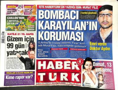 Haber Türk Gazetesi 25 Ağustos 2012 - Yunanistanı Maskara Ettiler GZ107422 - 1
