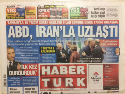 Haber Türk Gazetesi 25 Kasım 2013 - ABD, İranla Uzlaştı GZ29006 - 1