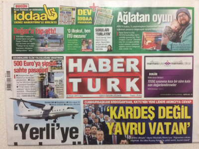 Haber Türk Gazetesi 28 Nisan 2015 - Kktc Akıncıya Cevap Kardeş Değil Yavru Vatan GZ27652 - 1