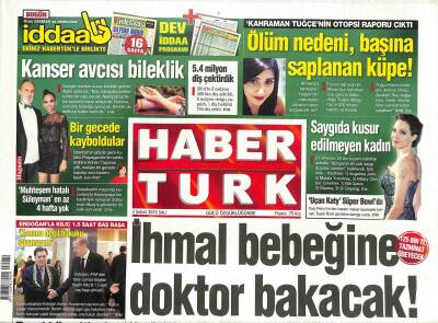 Haber Türk Gazetesi 3 Şubat 2015 - Meriç Taştı Karaağaça Tahliye - Saygıda Kusur Edilmeyen Kadın * Angelina Jolie - Malala Yusufzay GZ113259 - 1