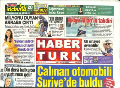 Haber Türk Gazetesi 30 Eylül 2014 - Erdoğan AIHM Kararına Sert Çıktı Din Dersi Kalkarsa Uyuşturucu Gelir GZ109776 - 1
