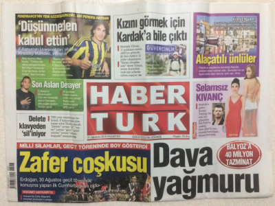 Haber Türk Gazetesi 31 Ağustos 2015 - Balyoza 40 Milyon Tazminat GZ27937 - 1