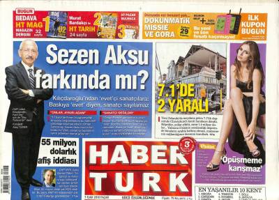 Haber Türk Gazetesi 5 Eylül 2010 - Sezen Aksu Farkında Mı ? - Yunanlılar Yurtdışına 22 Milyar Euro Kaçırmış GZ93637 - 1
