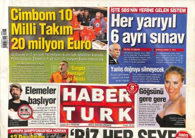 Haber Türk Gazetesi 5 Eylül 2013 - Cimbom 10 Milli Takım 20 Milyon Euro GZ116649 - 1