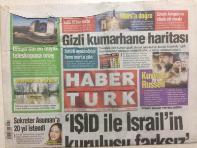 Haber Türk Gazetesi 6 Aralık 2014 - Işid İle İsrailin Kuruluşu Farksız GZ27920 - 1