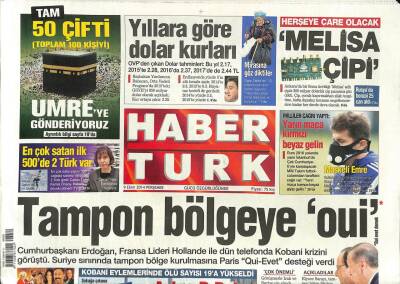 Haber Türk Gazetesi 9 Ekim 2014 - 3 Saat 15 Dakikalık Acil Güvenlik Zirvesi - Yıllara Göre Dolar Kurları GZ100132 - 2